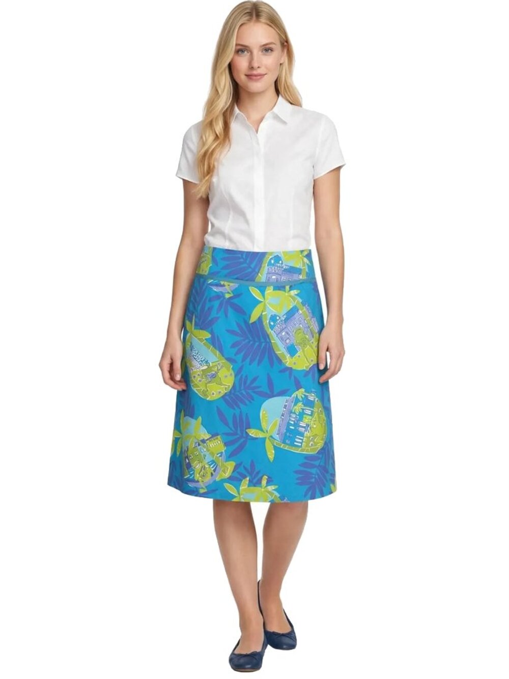 Lilly Pulitzer Skirt Negresco Lagoon Serenading Frog Print A Line White Label